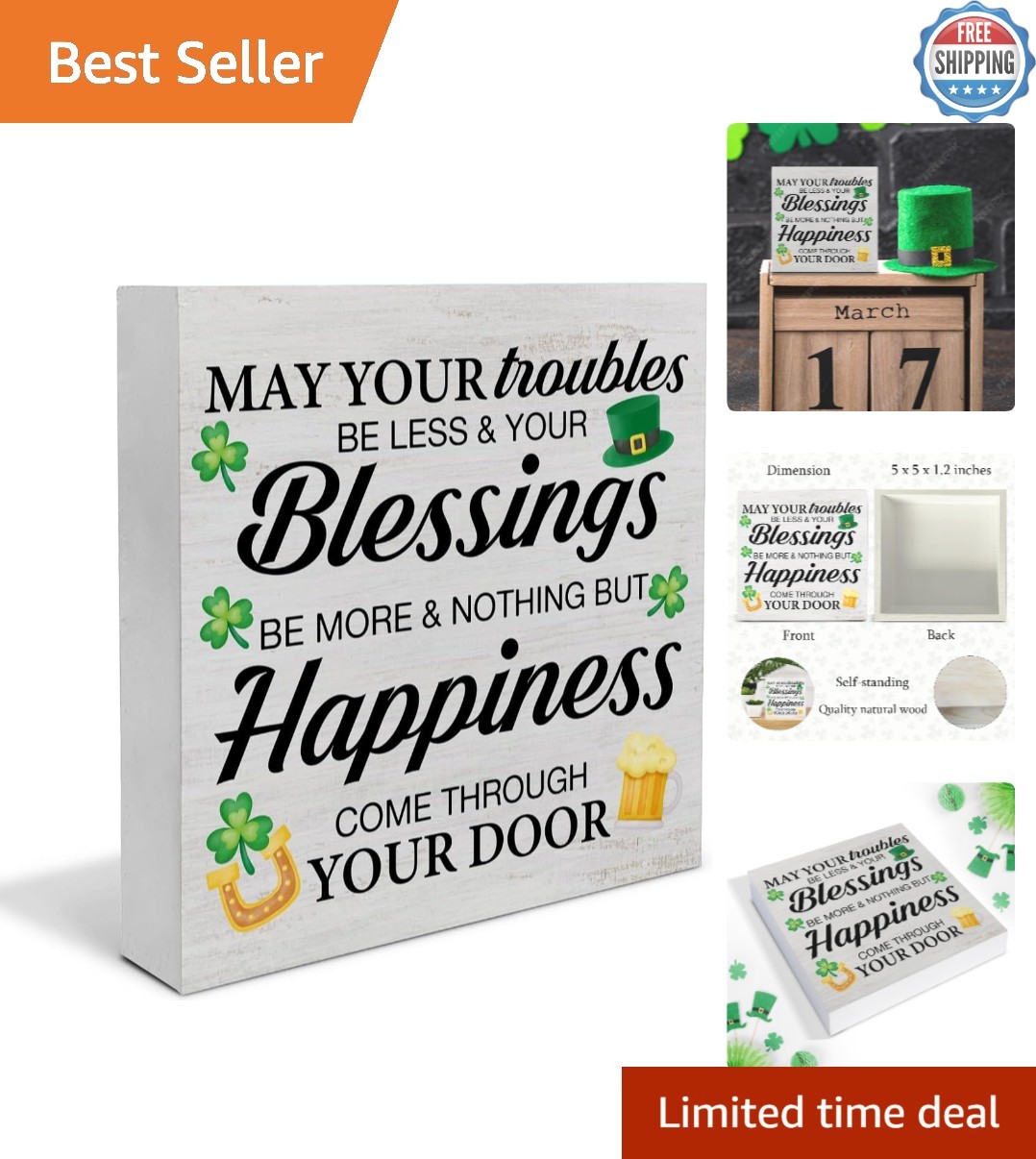 Charming Rustic Wooden Sign - Perfect Gift for St. Patrick's Day Celebration