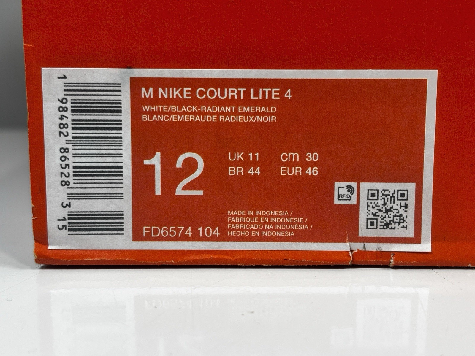 Nike Court Lite 4 Tennis Pickleball Shoes White Green Black Sz 12 FD6574-104 New