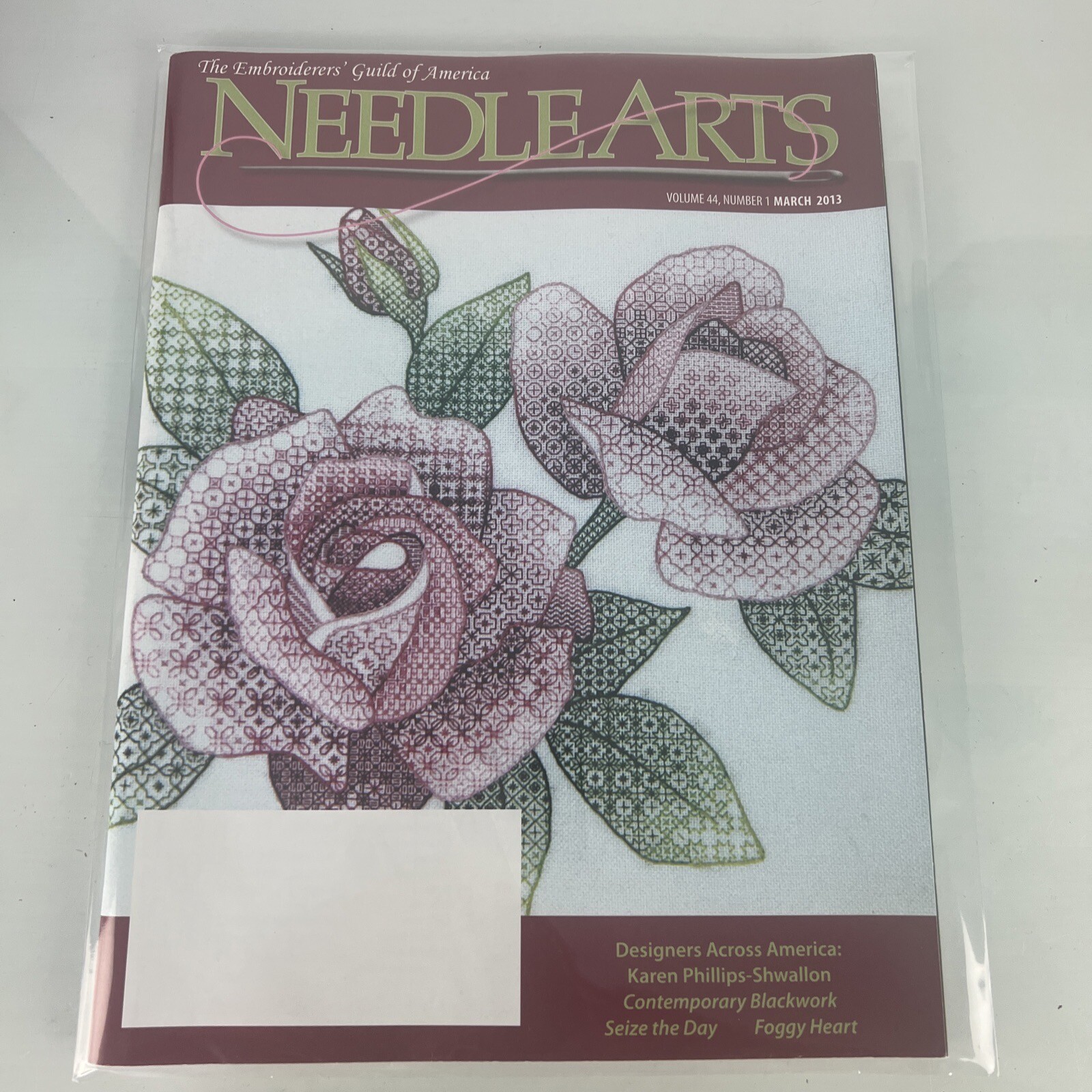 Needle Arts Magazine March 2013 Karen Phillips, foggy heart seize the day