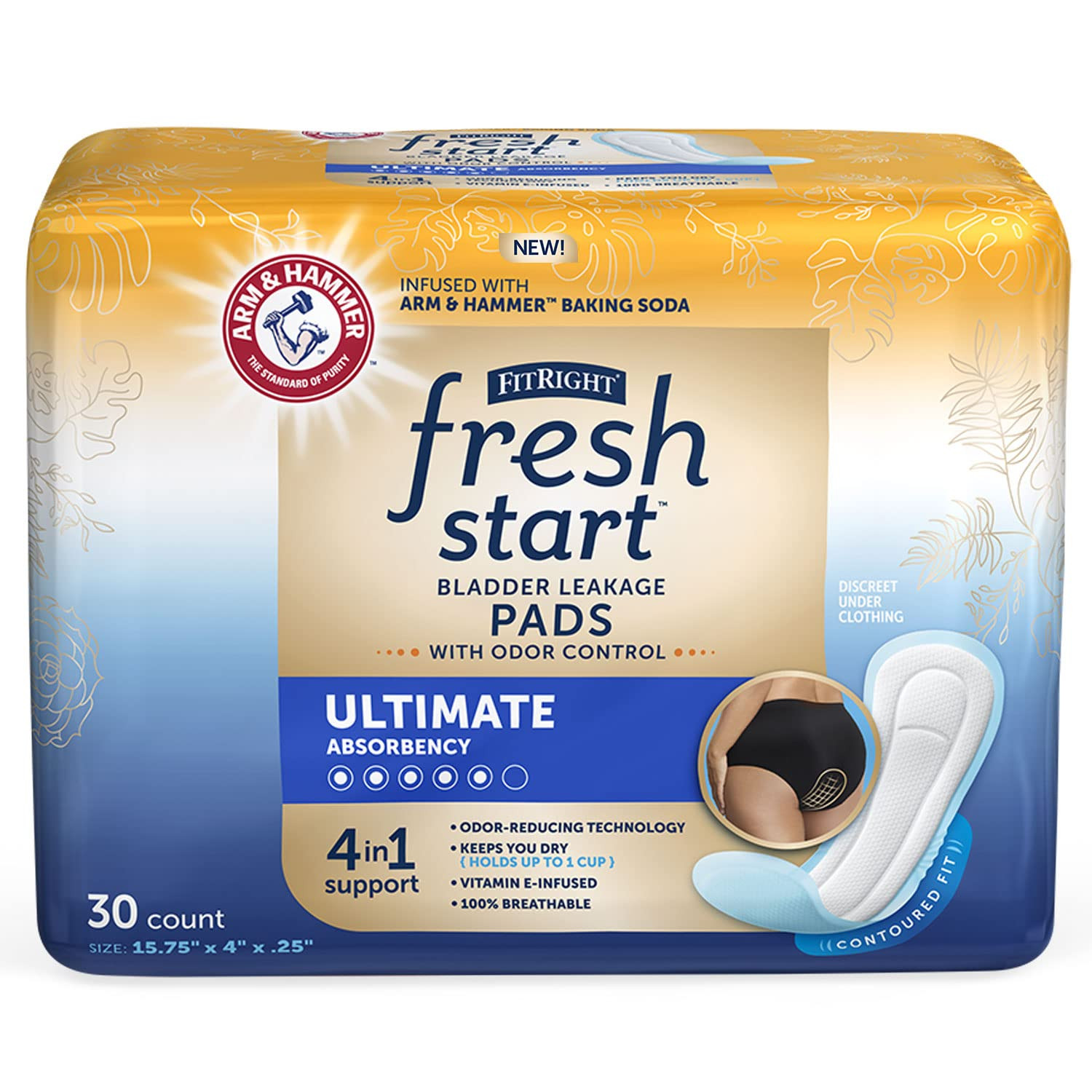 FitRight Postpartum and Incontinence Pads for Women, Ultimate Absorbency (30 ...