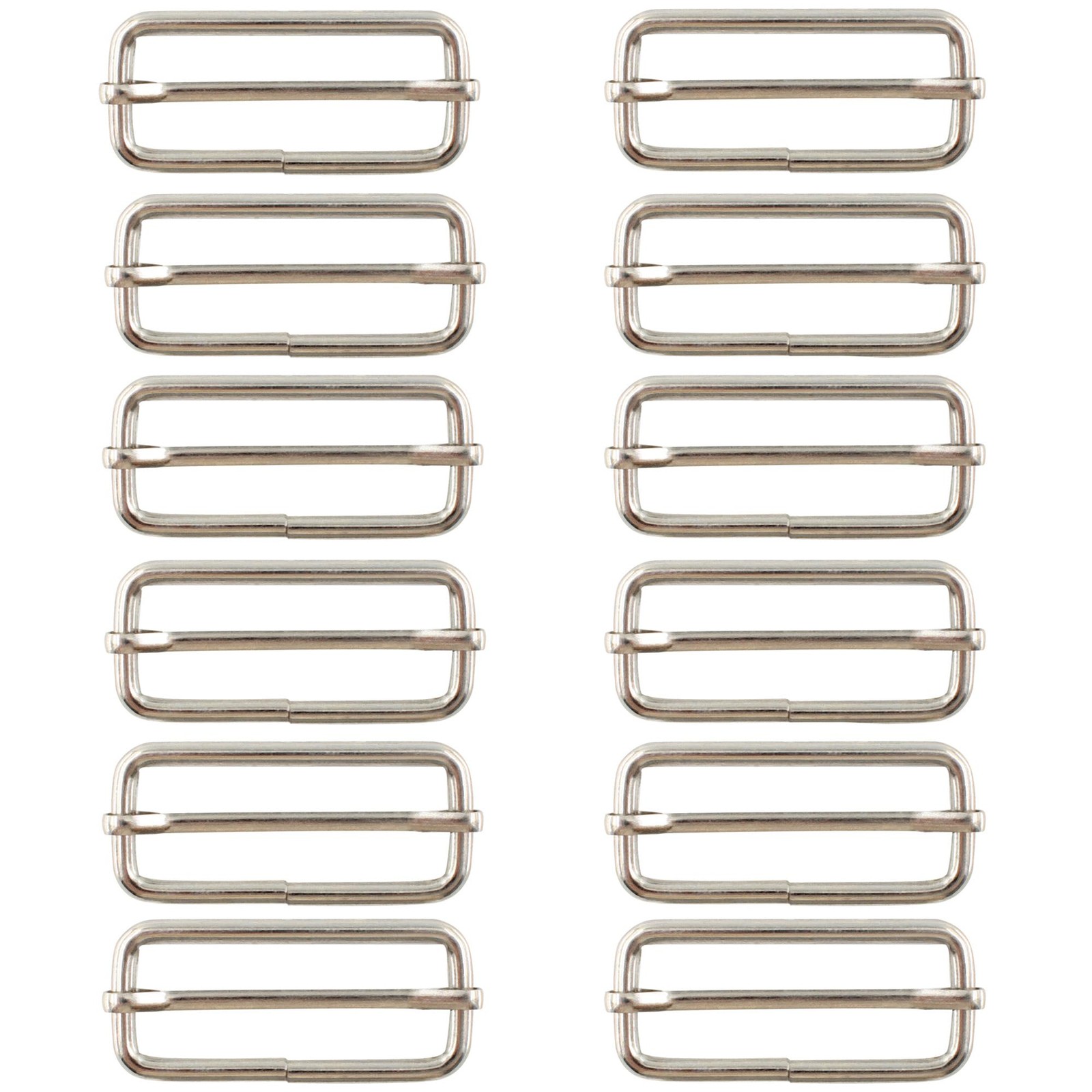 12PCS 2Inch Metal Tri-Glide Slide Buckles, Rectangle Adjustable Webbing Slider f
