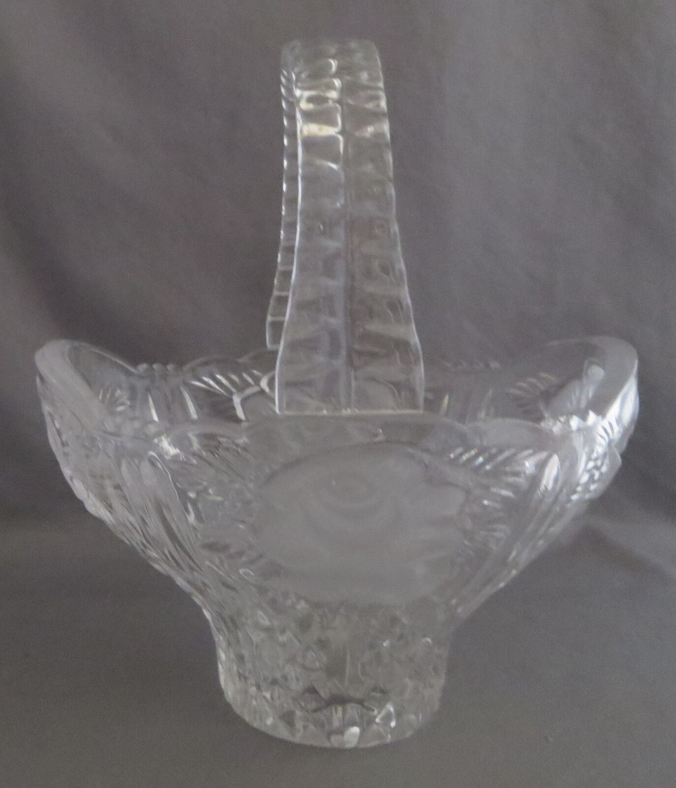 Clear Glass Brides Basket with Frosted Flowers