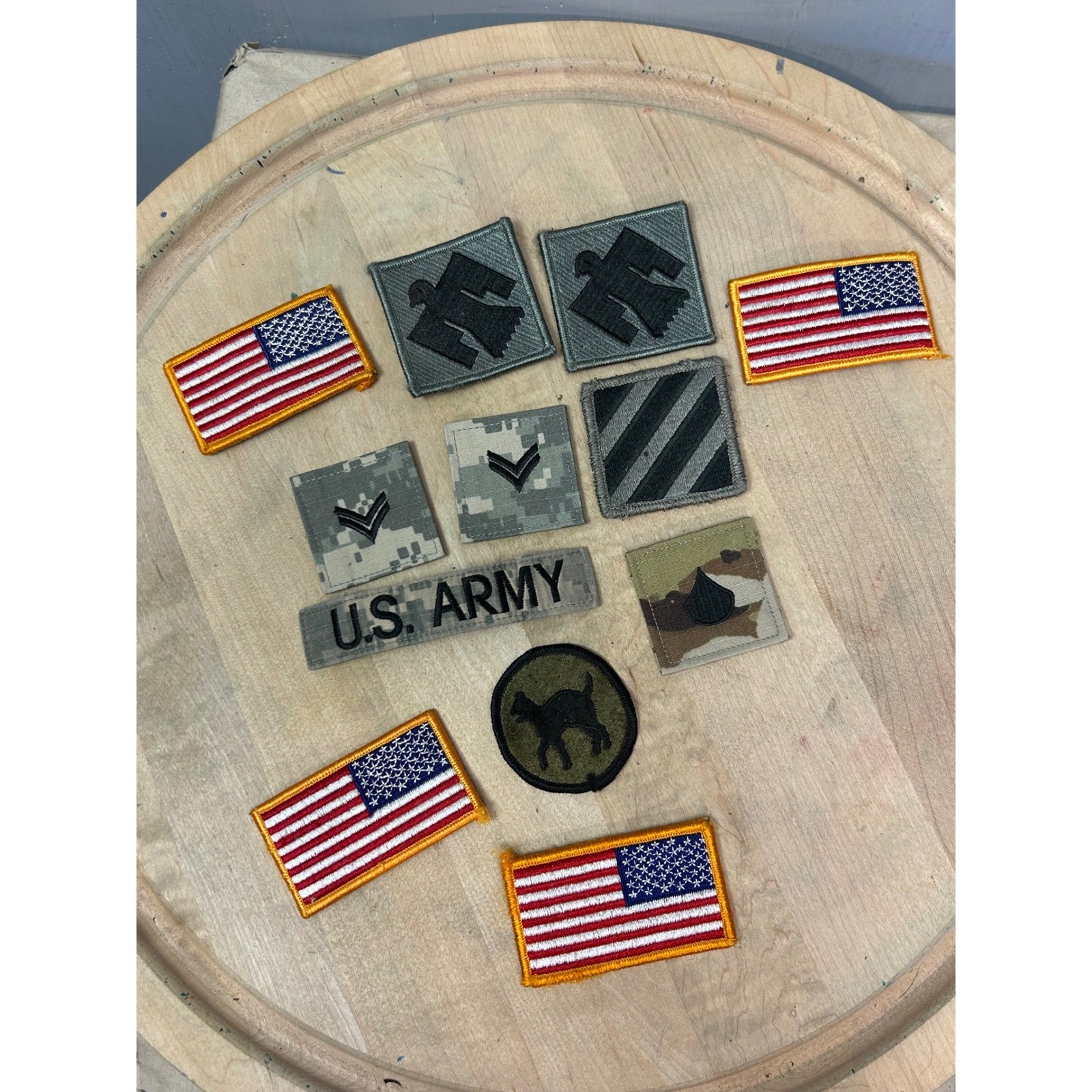 US Army Military Patch Lot 11pc American Flag ACU Multicam Rank Thunderbird