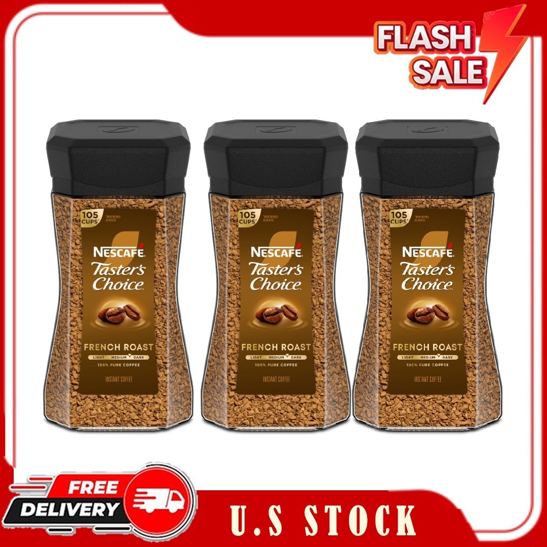 3 Pack Nescafe Taster's Choice French Roast Dark Roast Instant Coffee 7 Oz