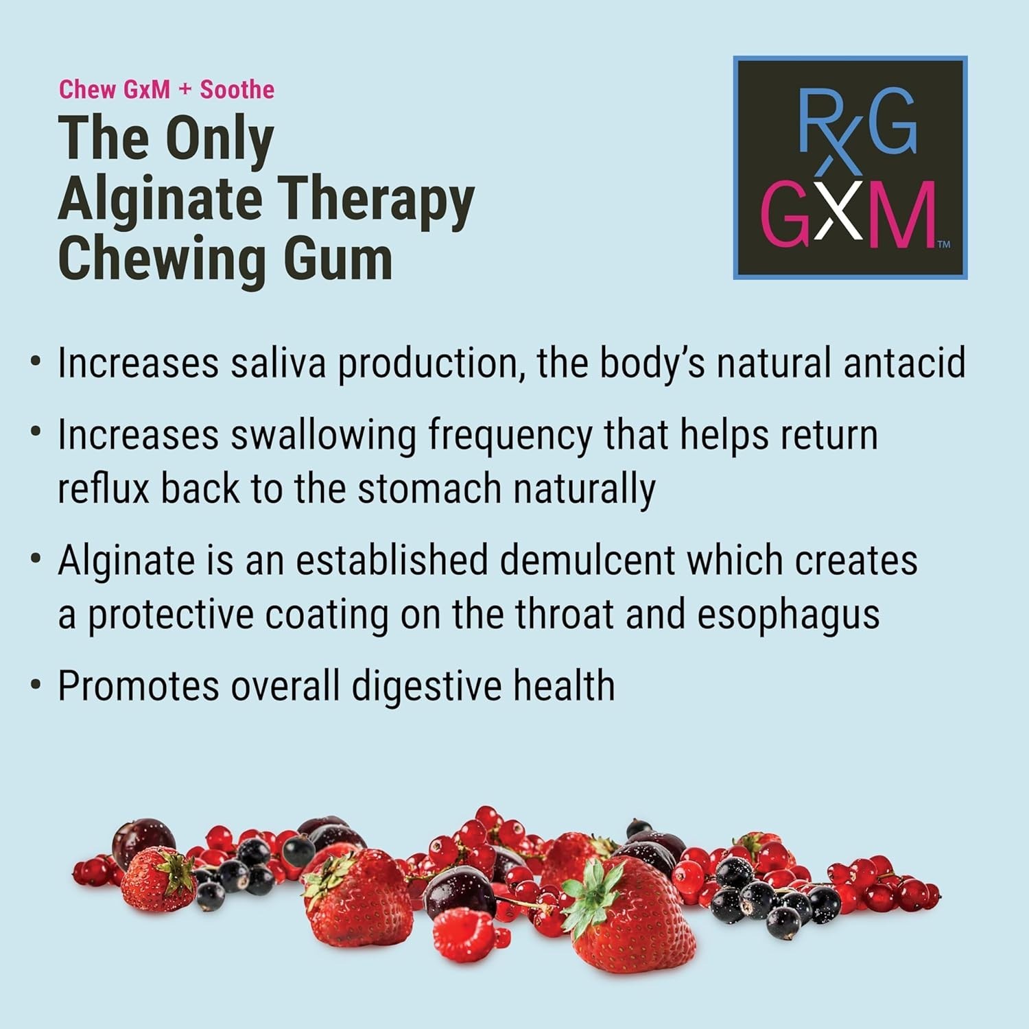 Berry Soothe Gum Alginate Therapy Sodium Bicarbonate Gum for Acid Reflux, Ora...