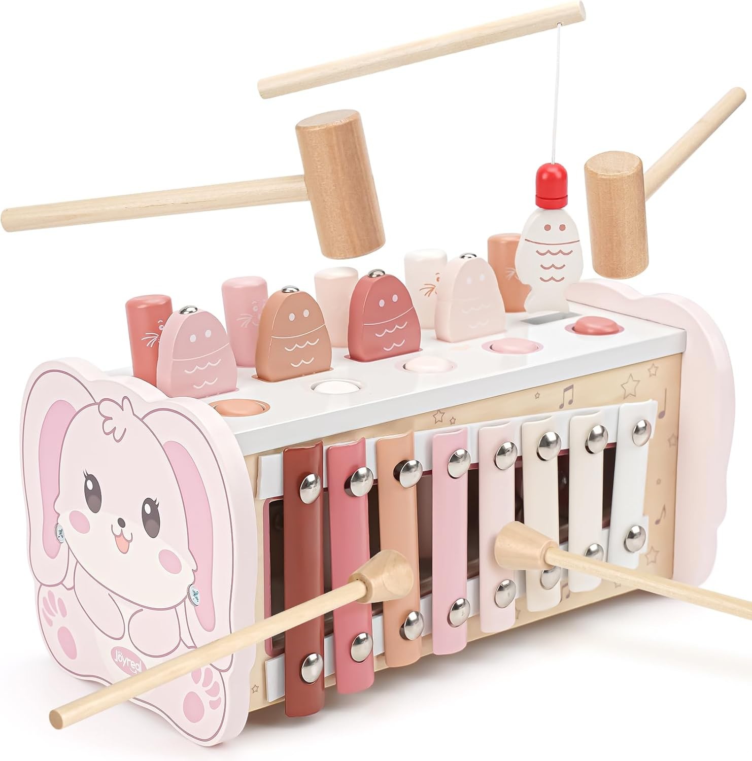 Montessori Toys 1 Year Old Girl Gift Pink Wooden Hammering Pounding Toy W/