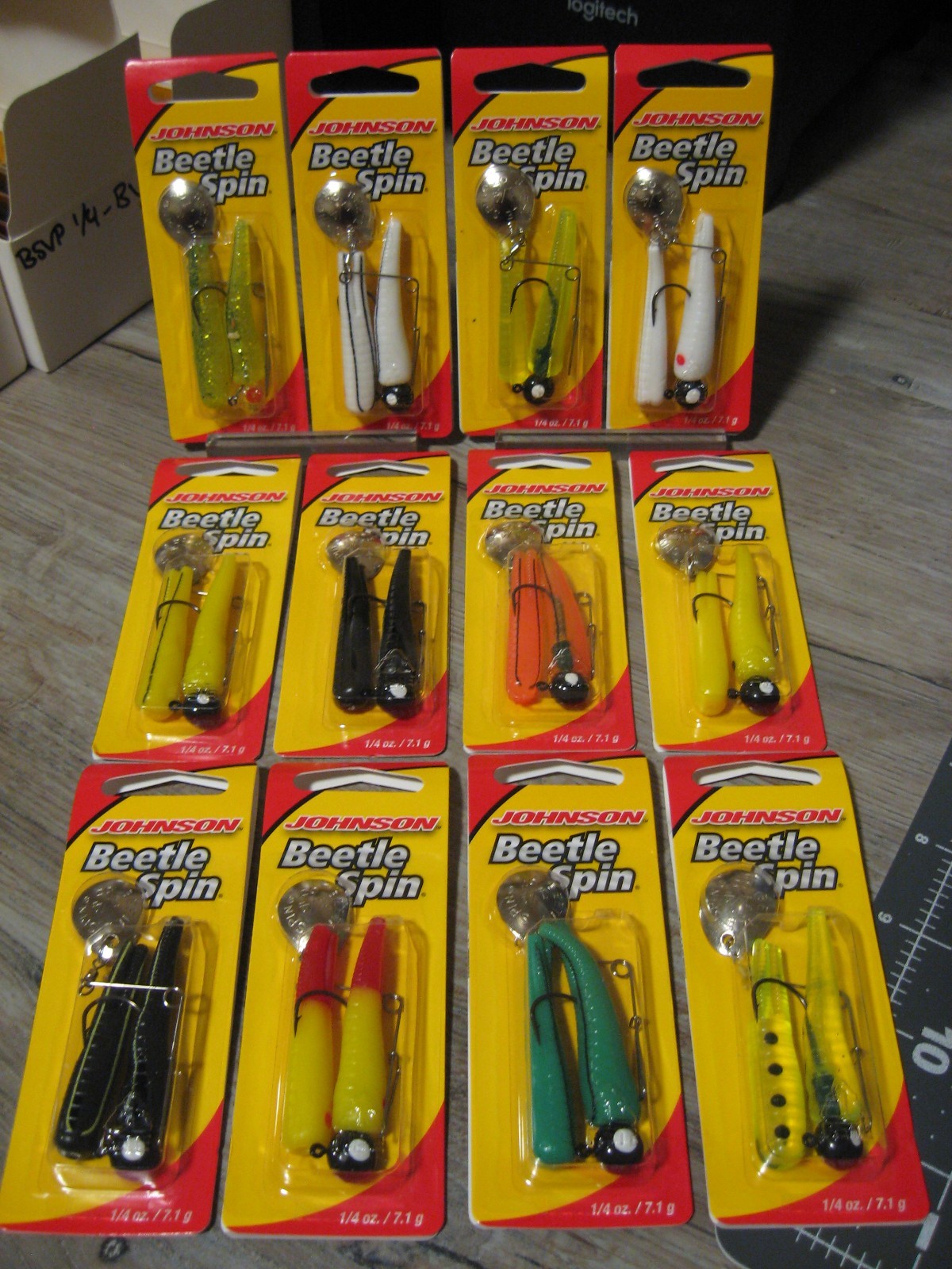 Johnson 1/4 Oz Beetle Spin Nickel Blade 2" Soft Fishing Baits - Choose Colors