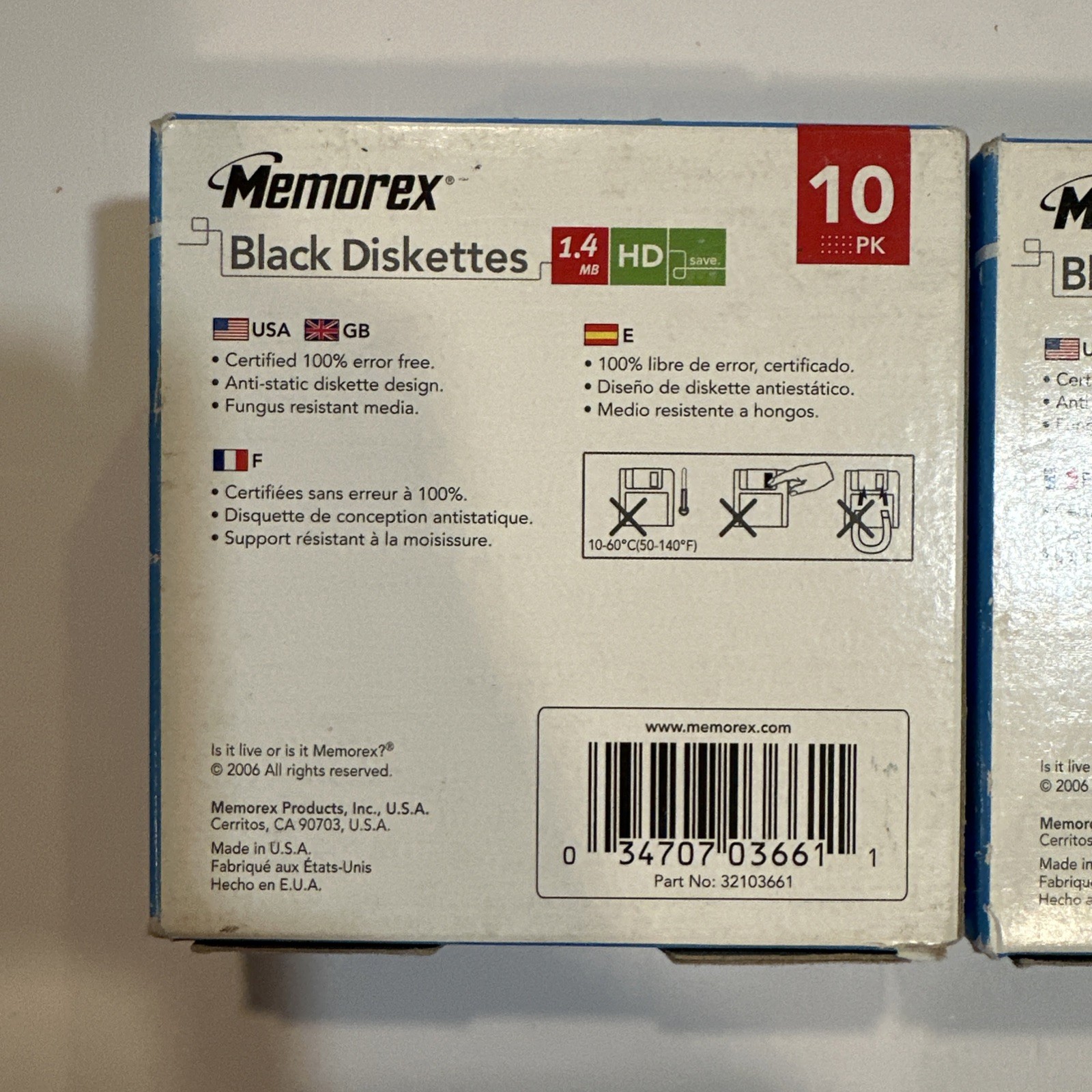 Memorex Black Diskettes 10 Pack New 3.5" Computer Diskettes 2 Boxes