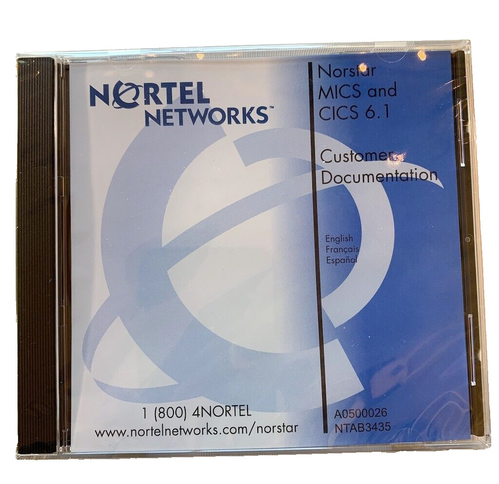 Nortel Networks Norstar MICS/CICS 6.1 Customer Documentation S/W  CD