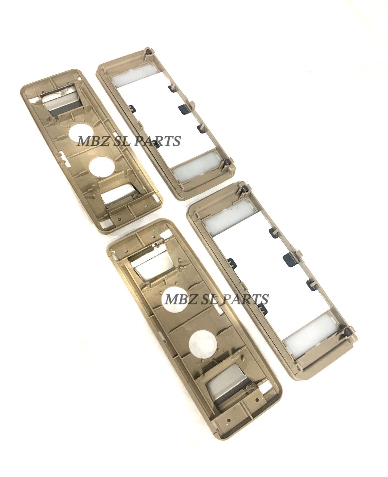 2 BEIGE SUN VISOR MIRROR TRAY VANITY MercedesR129 SL500 SL320 SL600 500SL 300SL