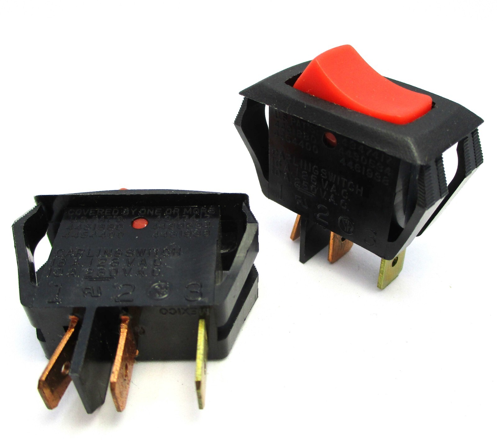 25pcs CARLING LRA911-RS-B/120N  OFF-NONE-ON Illuminated Rocker Switch SPST 16A