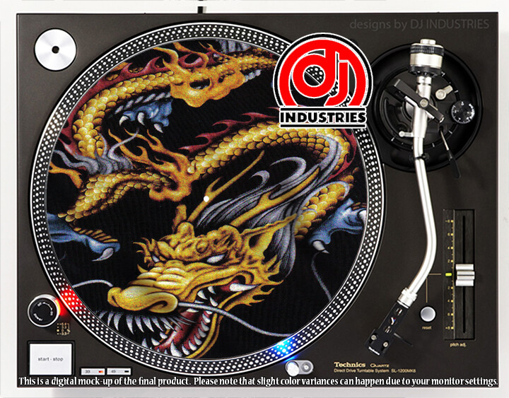 Golden Dragon - 7"-12" DJ slipmat for LP turntable record player
