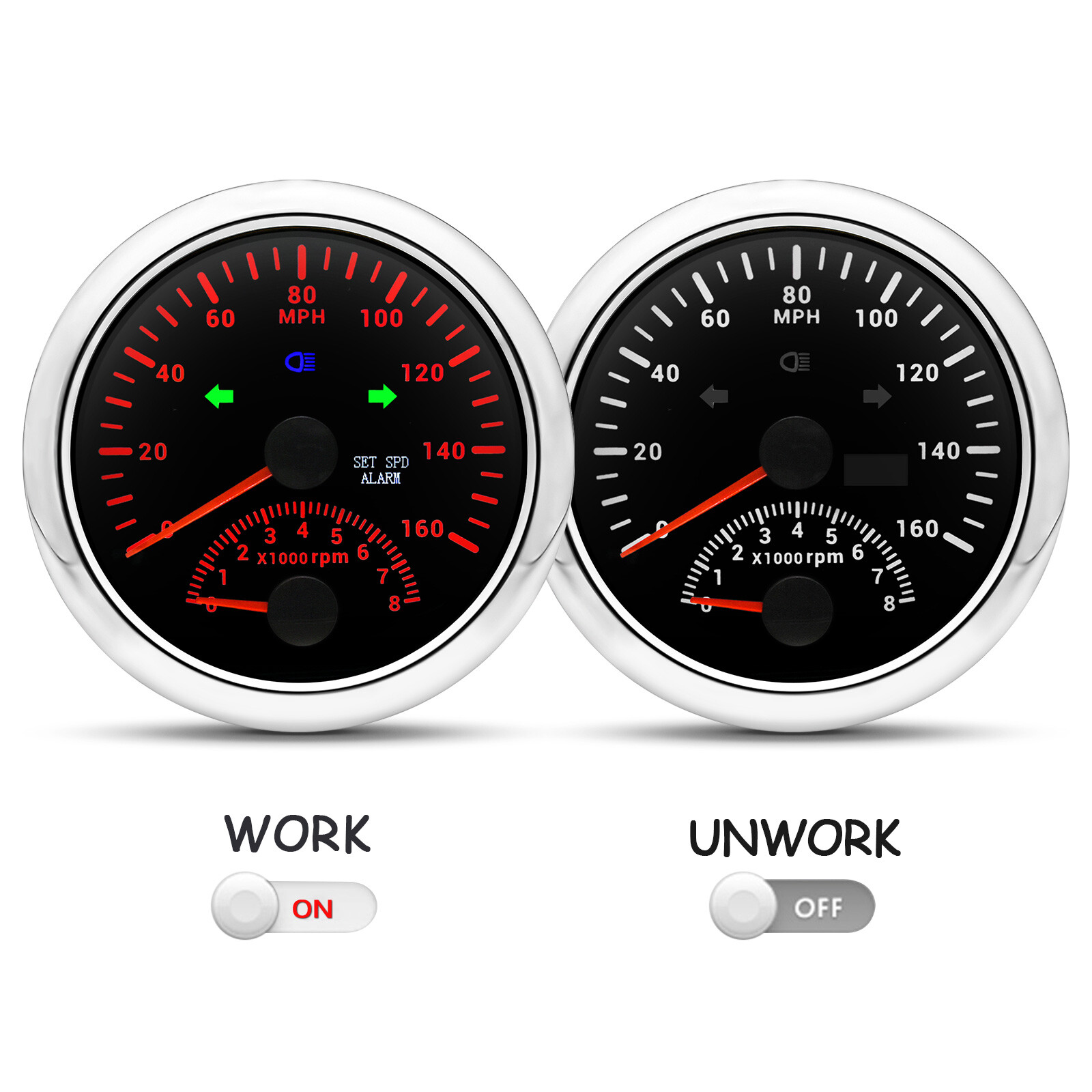85mm GPS Speedometer 0-160MPH with Tachometer Gauge 0-8000RPM for Car Motorcycle