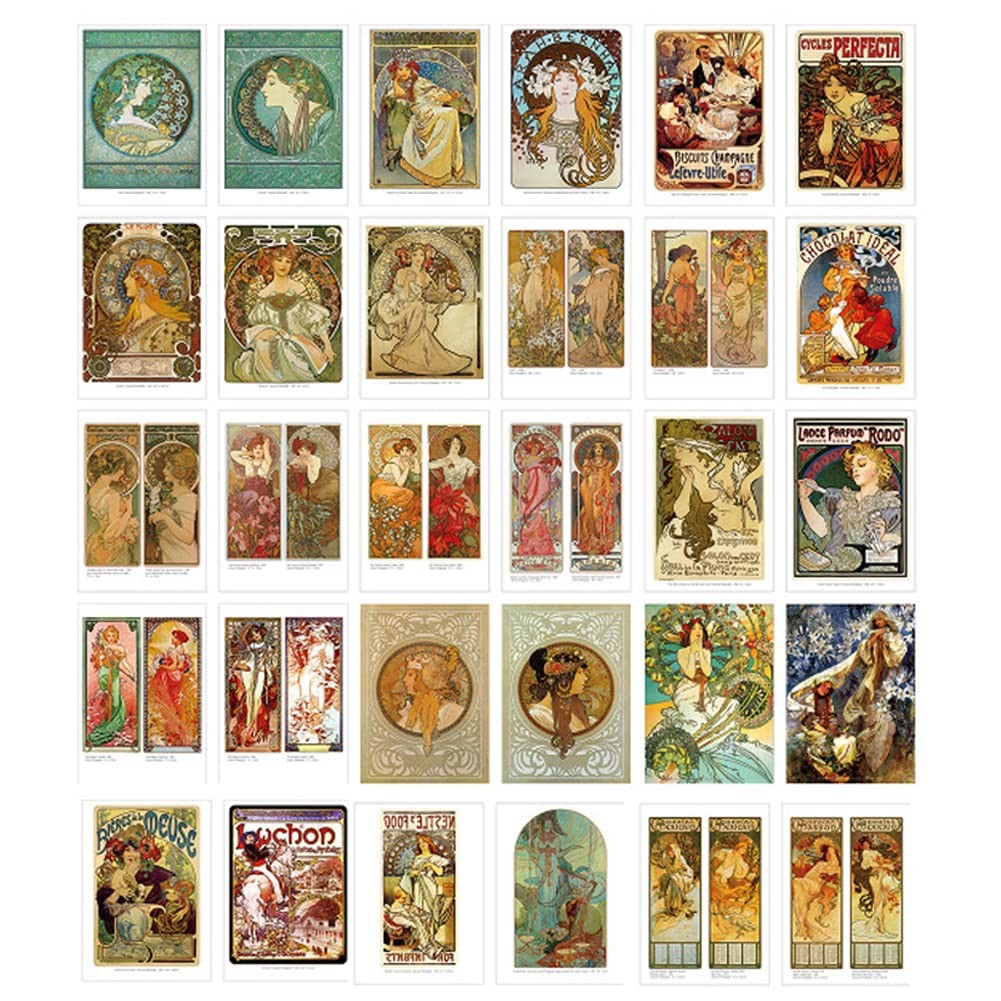 Beautiful Art Postcards set of 30 Post card 4 x 6 inches, Alphonse Mucha