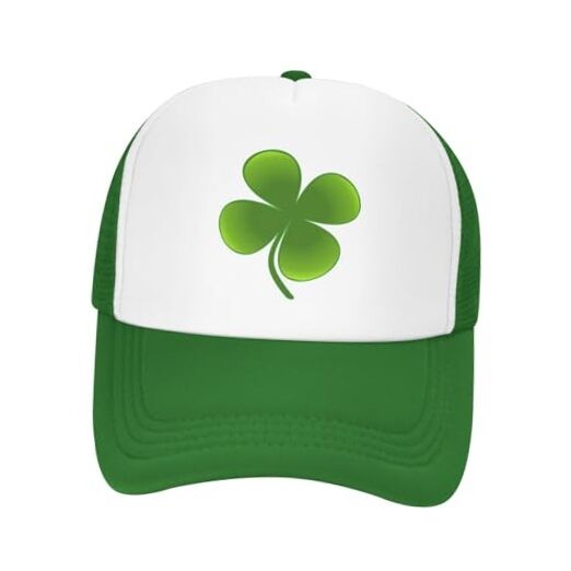 St Patricks Day Hat Unisex Shamrock Trucker Hat Adjustable One Size Green
