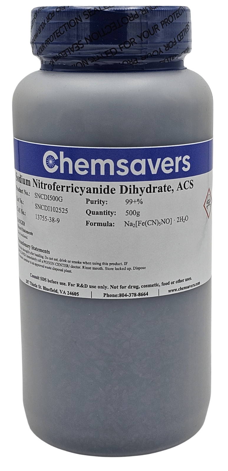 Sodium Nitroferricyanide Dihydrate, ACS, 99+%, 500g