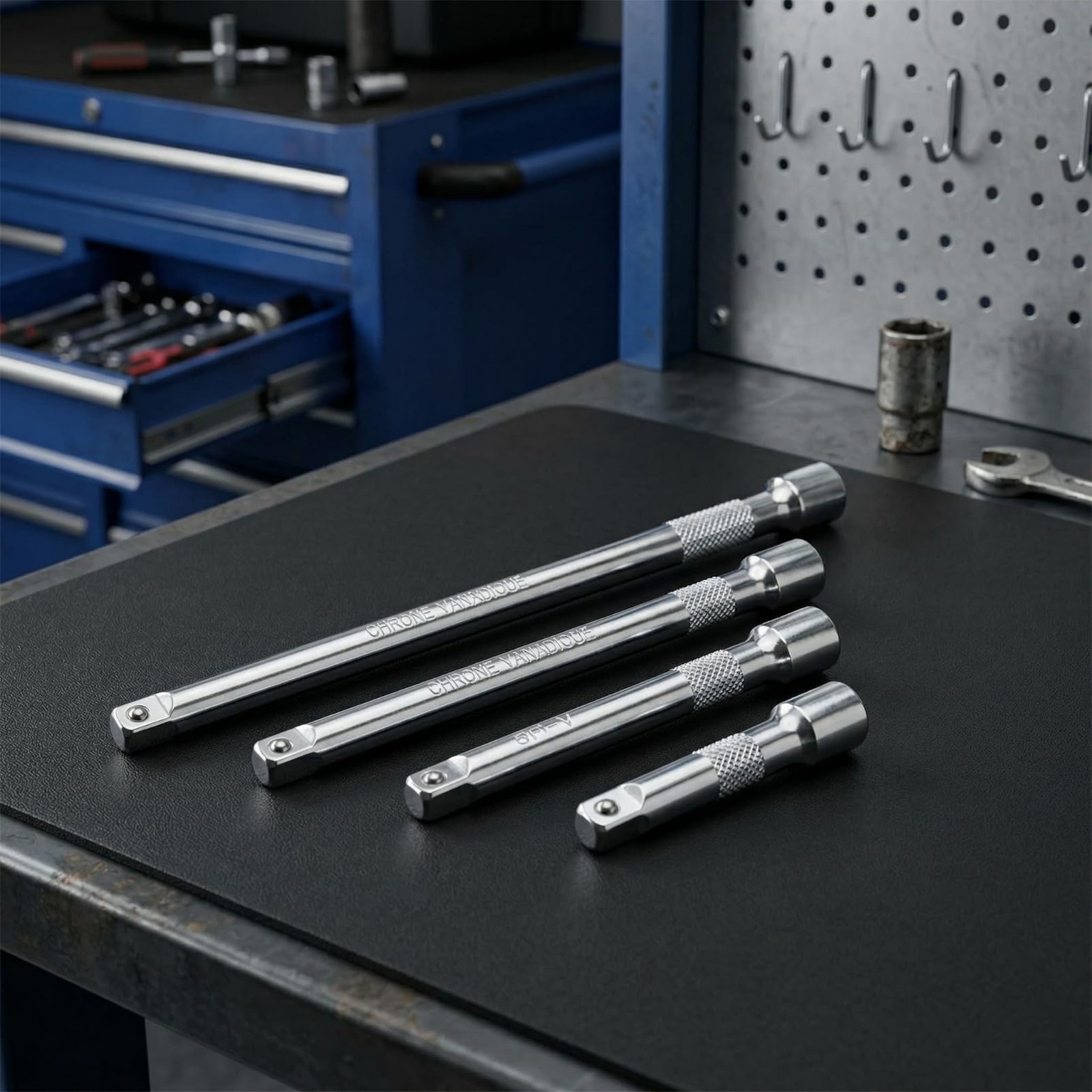 EMSTAR 4PCS 1/4" Drive Socket Extension Bar Set, Silver