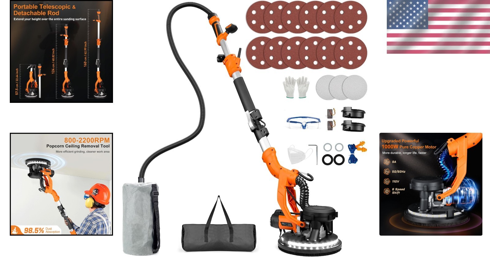 Portable Popcorn Ceiling Removal Tool with Dust Collection
