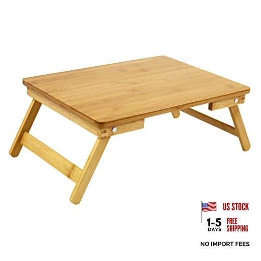 WKWKER 100% Bamboo Laptop Desk Flat Surface Lap Stand Table with Folding Legs