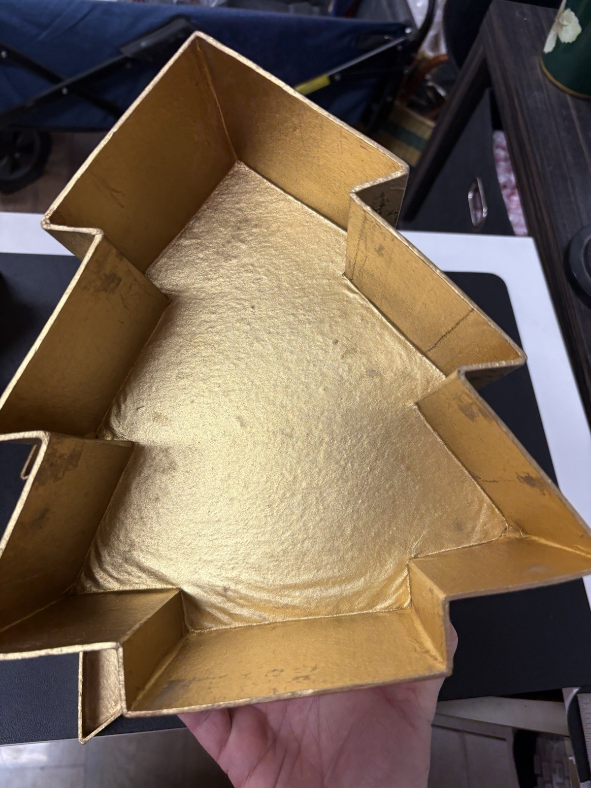2 STAR AND 2 CHRISTMAS TREE NESTING BOXES GOLD