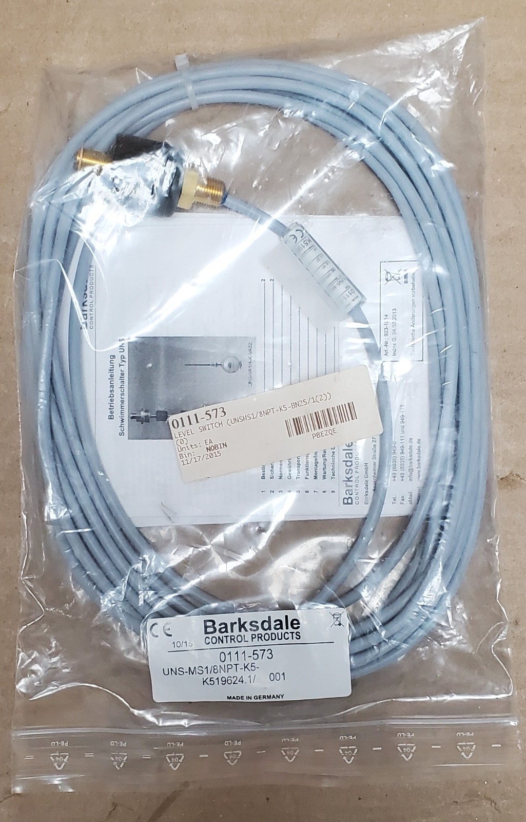 Barksdale Level Switch UNS-MS1/8NPT-K5-K519624.1