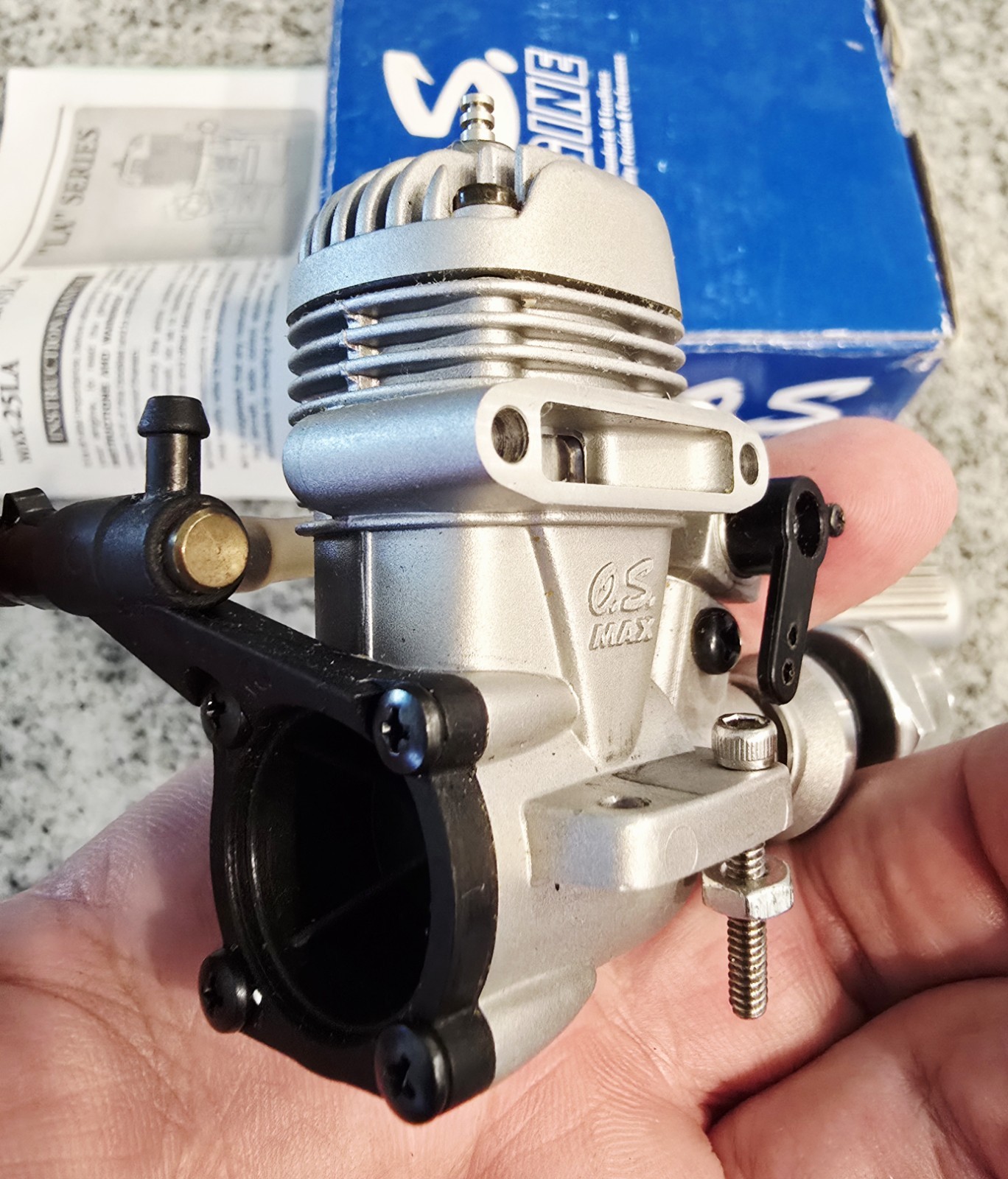 OS MAX 15 LA Nitro RC Engine Glow Motor 11532 & Muffler - Silver W/Extra Stuff