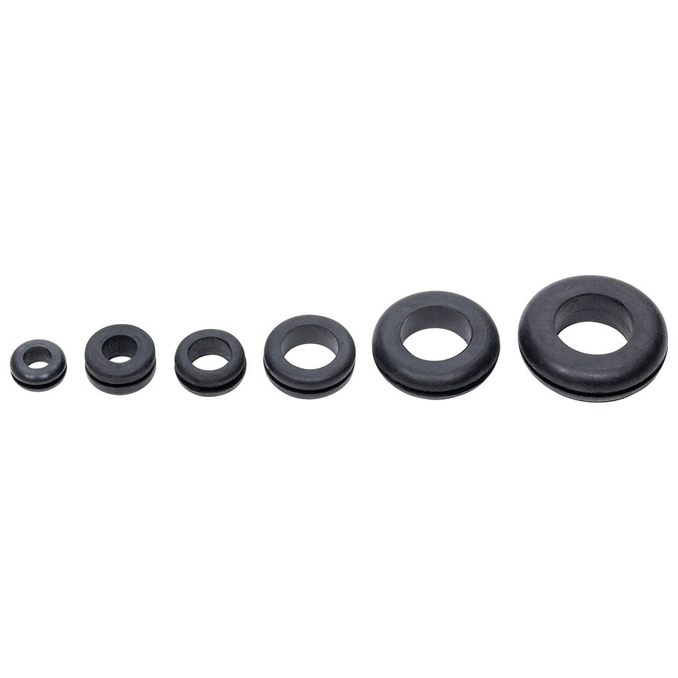 Allstar Firewall Grommet - 1/2 to 1-1/4 in OD - 1/4 to 5/8 in ID - Rubber - Kit
