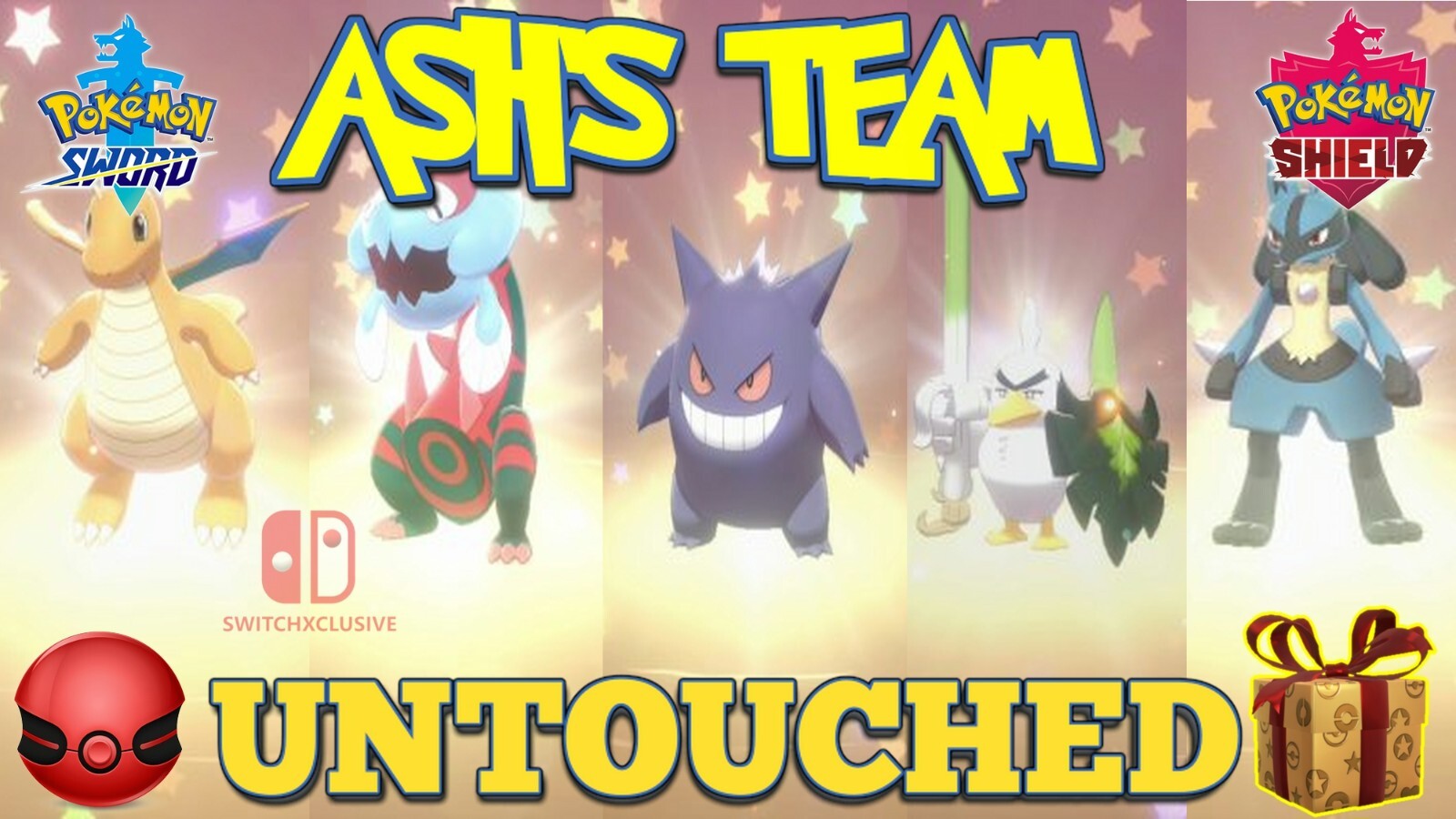 ✨ASH TEAM DRAGONITE GENGAR DRACOVISH SIRFETCH'D LUCARIO✨UNTOUCHED✅
