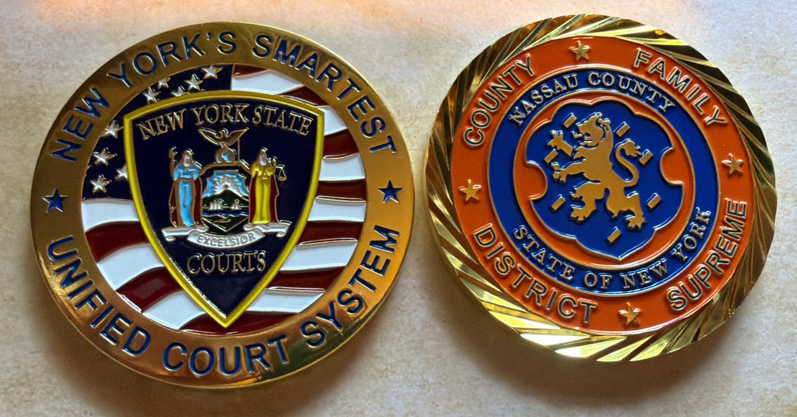 NASSAU COUNTY COURTS OFFICER FAMILY SUPREME DISTRICT CT CHALLENGE COIN NEW YORK