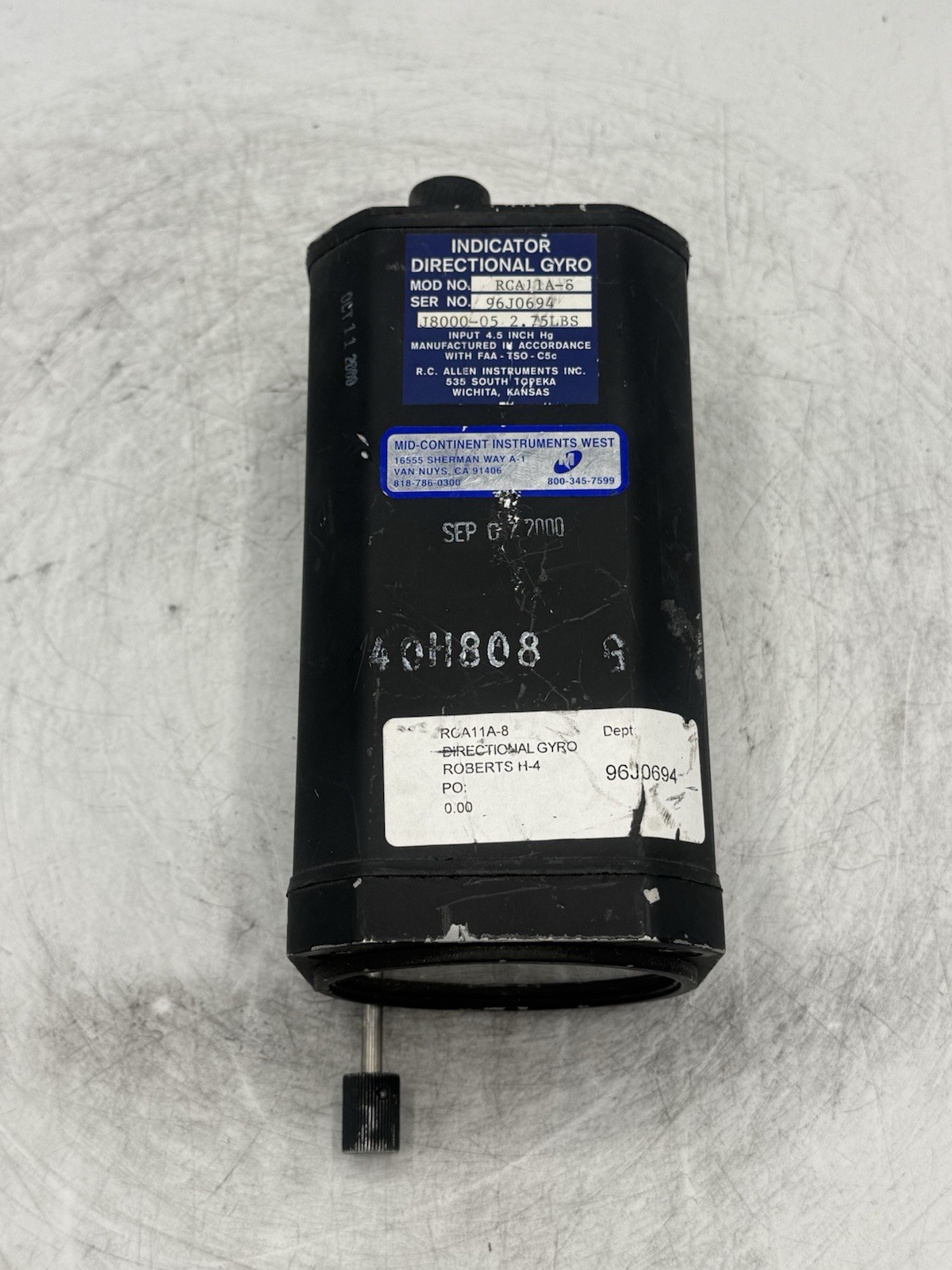 RC Allen Instruments Directional Gyro Indicator M/N: RCA11A-8 READ