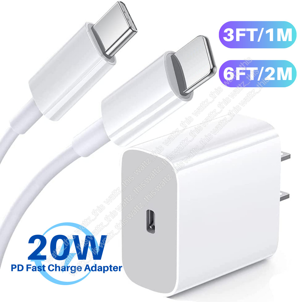 20W Charger Fast USB C Cable Wall Cube For iPhone 8Plus 11 12 13 14 Pro Max iPad