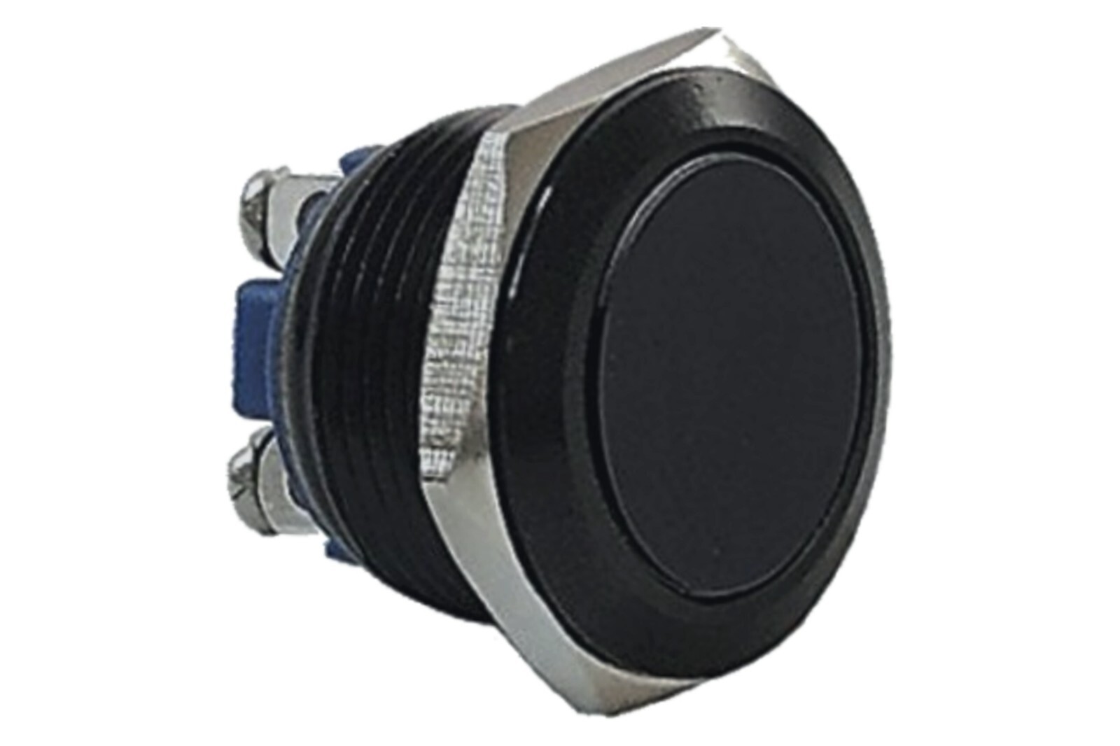 3/4" Black Flat Momentary Stainless Steel Metal Push Button Switch 19mm 12V