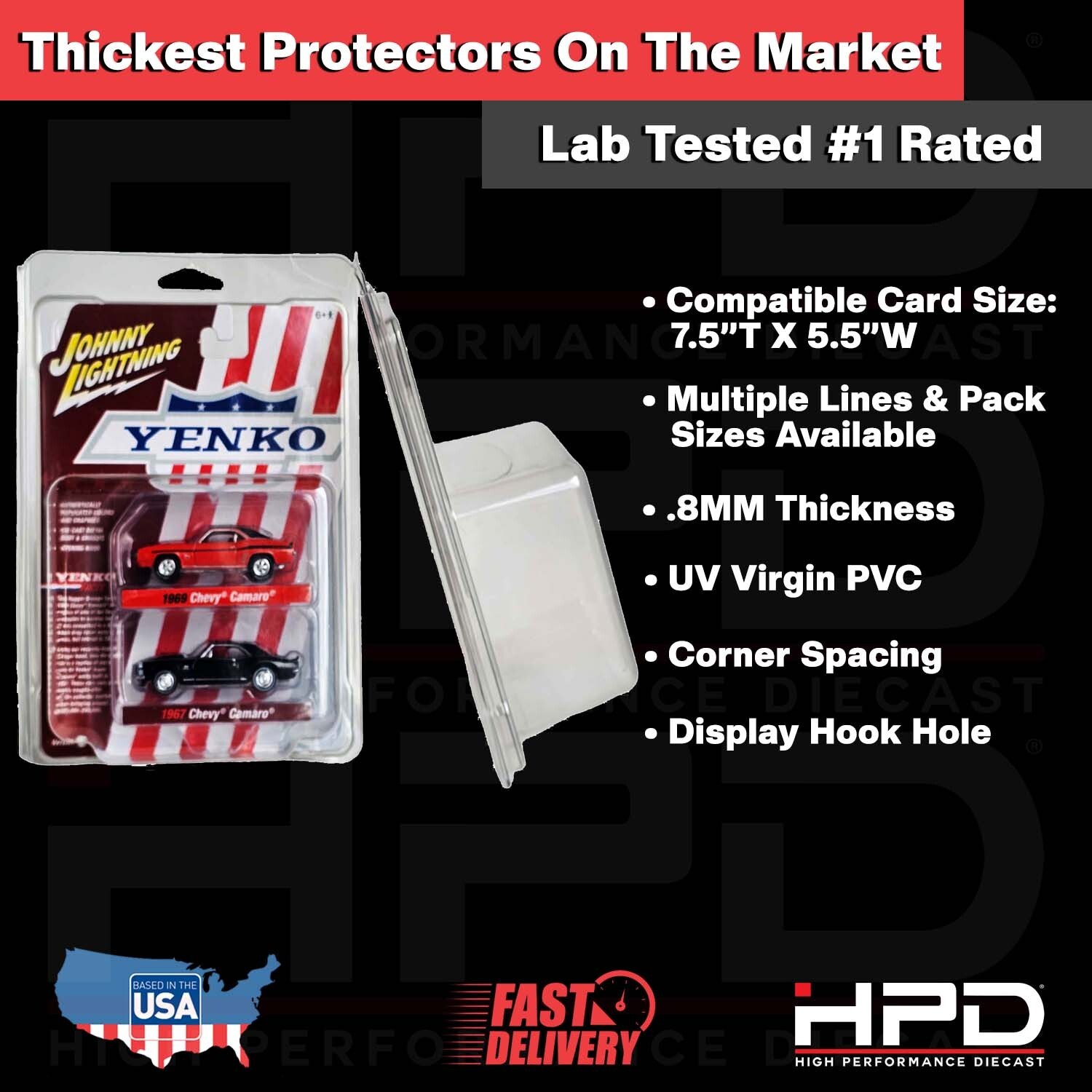 1 PACK HPD PROTECTOR CASE JOHNNY LIGHTNING & AUTO WORLD (2-CAR SET & TIN) .8MM