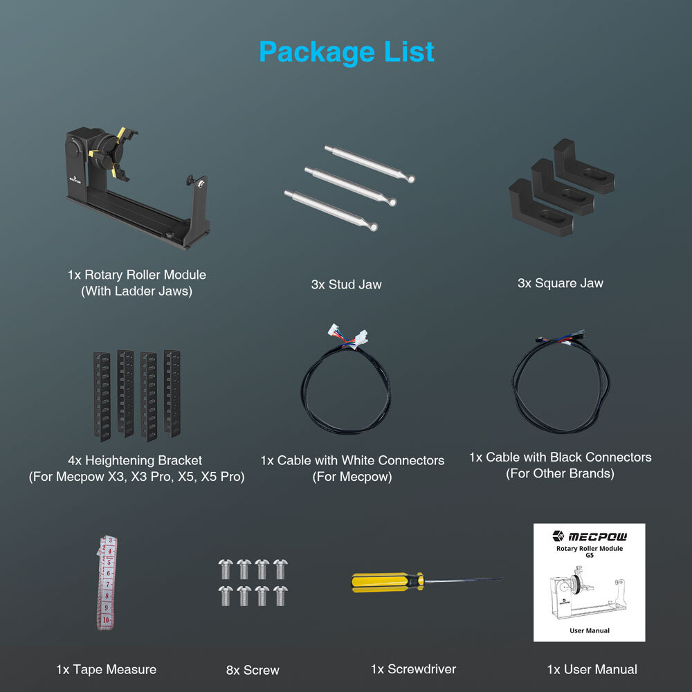 Mecpow Rotary Roller Module+Versatile Jaws,90°Angle Adjustment,360°Rotary Chunk