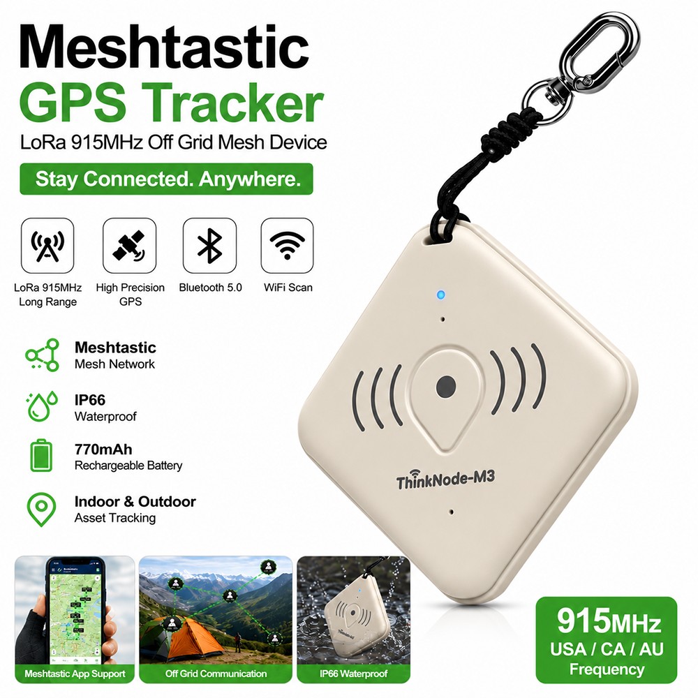 Meshtastic GPS Tracker 915MHz Off Grid LoRa Mesh Communicator IP66 Bluetooth M3