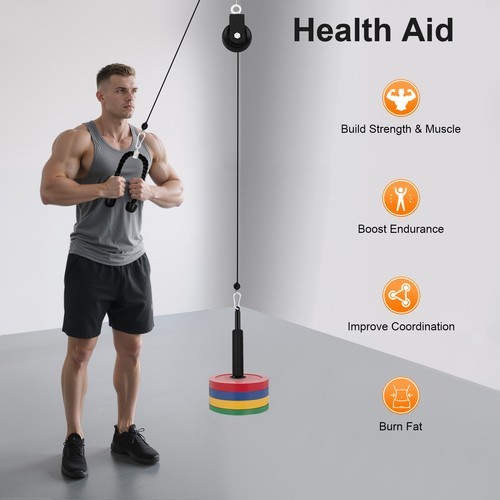 Fitness Cable LAT Pulley System Pull Down Machine Attachments Workout Equipment