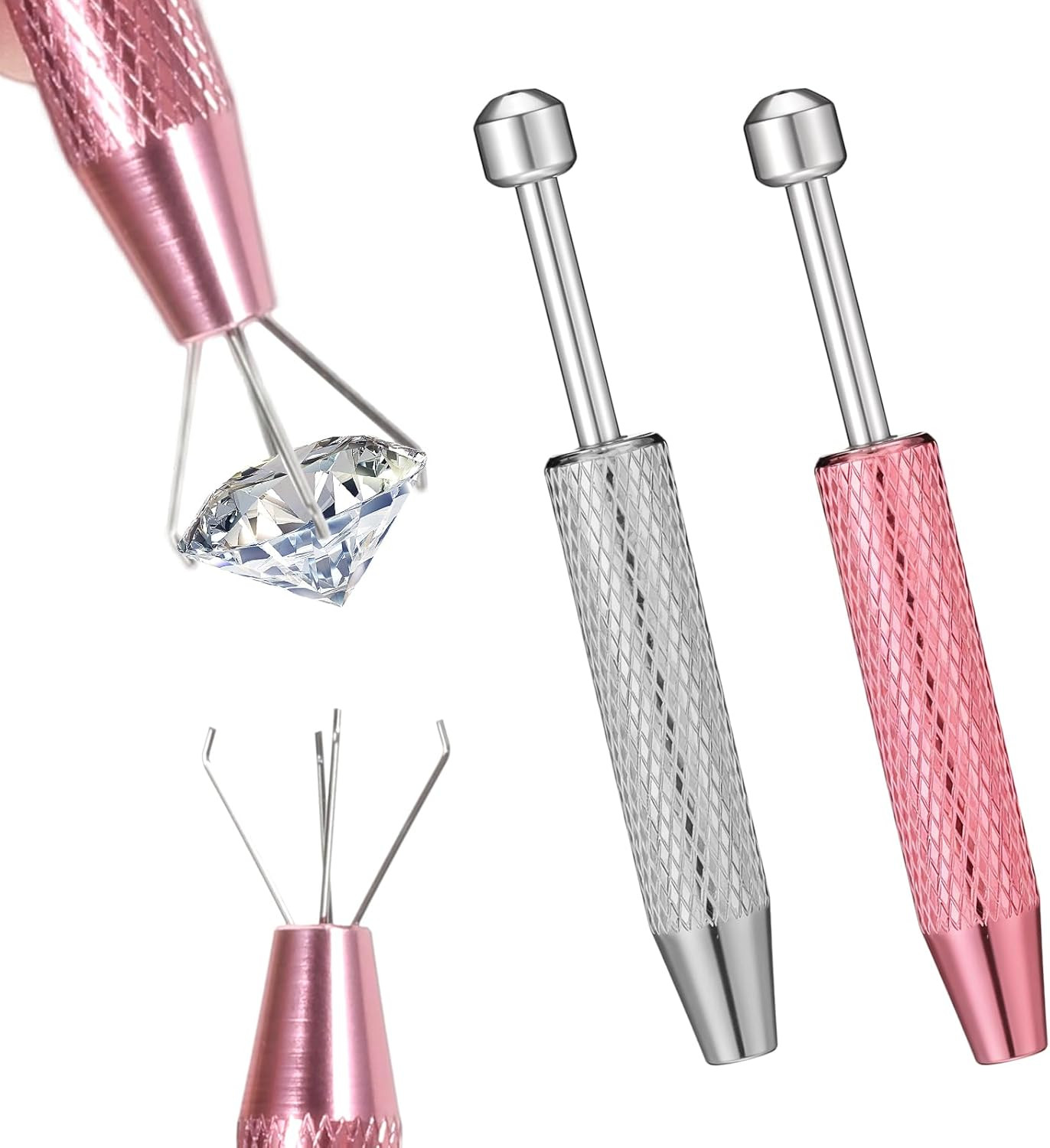 2 Pcs Piercing Ball Grabber Tool, Piercing Changing Tools 4 Claw Diamond Tweezer
