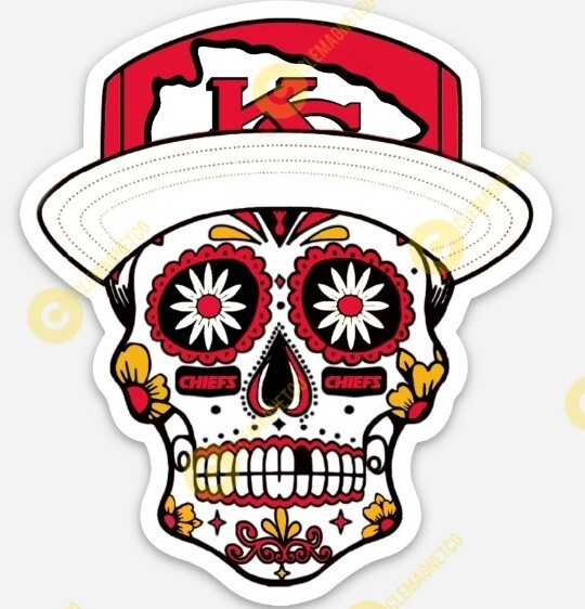 KANSAS CITY CHIEFS SUGAR SKULL MAGNET - MAHOMES KELCE Football KC