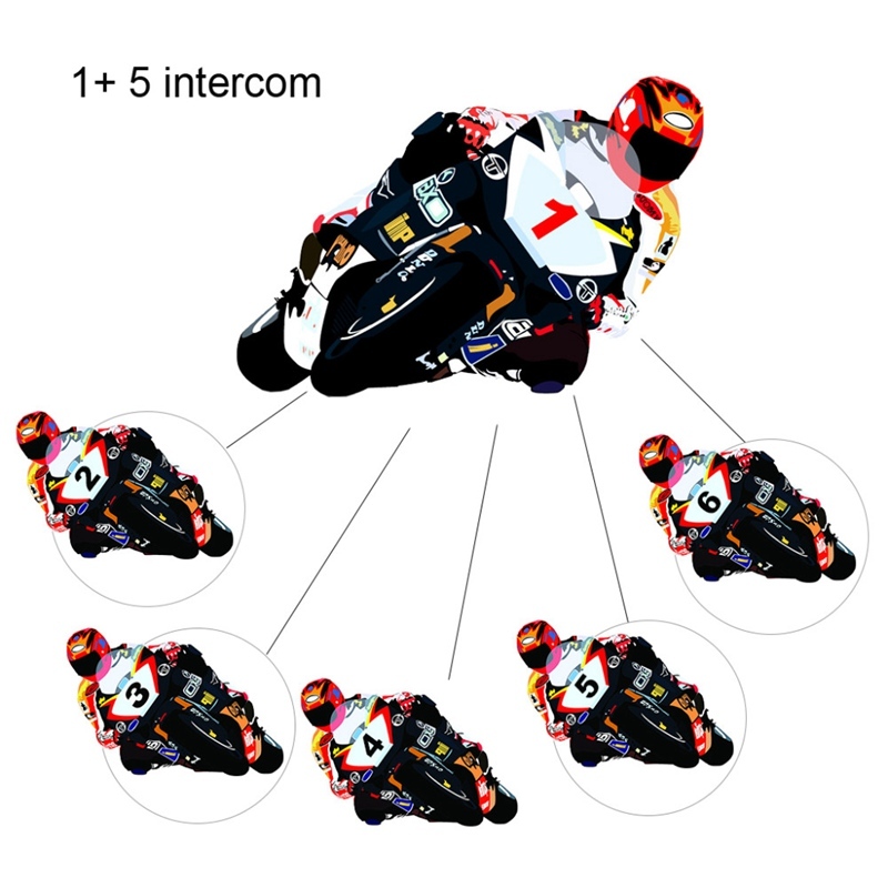 2X Bluetooth Motorcycle Helmet Intercom Interphone Headset Intercomunicador V6