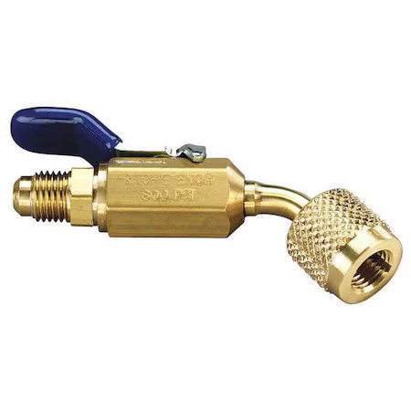 Yellow Jacket 93843 Ball Valve, 45 Deg, 8 1/2 In L, Brass