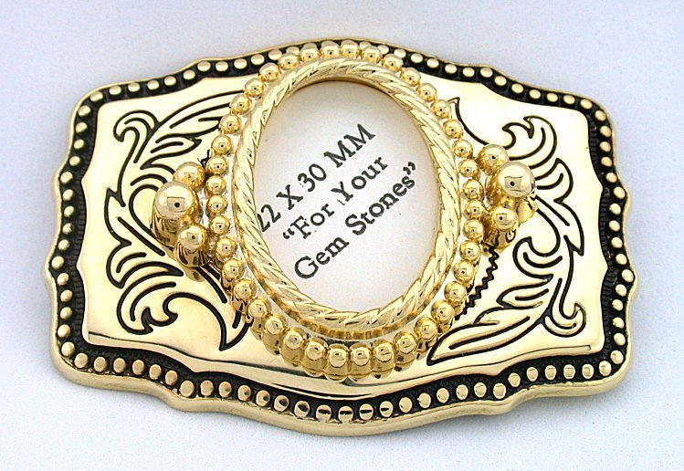 30x22 30mm x 22mm Oval Cabochon Western Gold Color Belt Buckle Mounting CF461