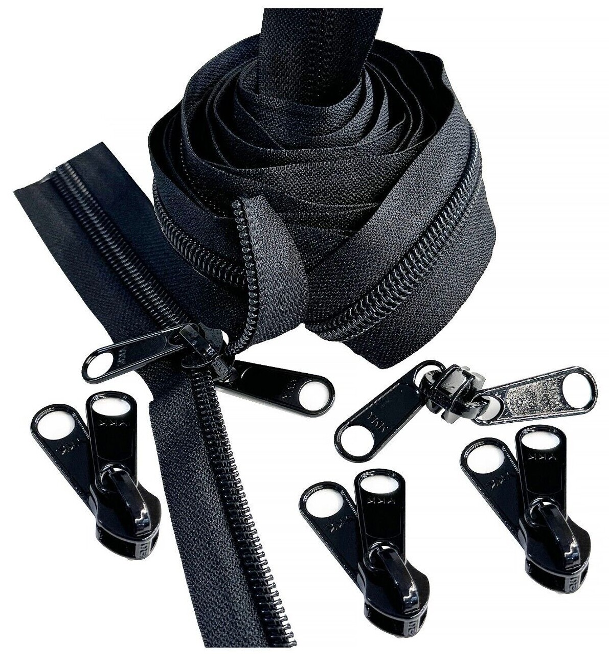 Continuous Chain Zipper YKK #10 Nylon Coil by The Yard with Reversible Long Pull