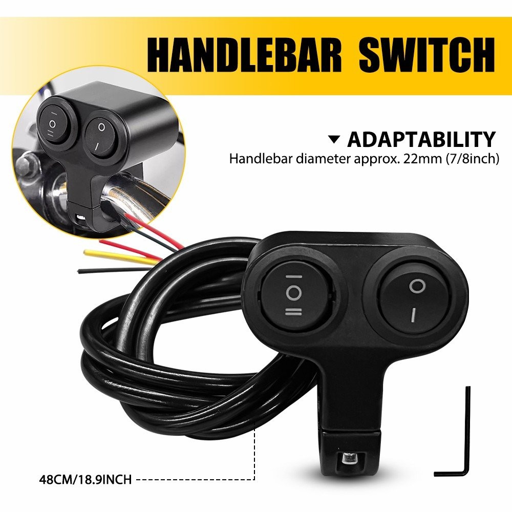 Motorcycle 7/8" ATV ATV Headlight Fog Handlebar Light Spot On Control Off Switch