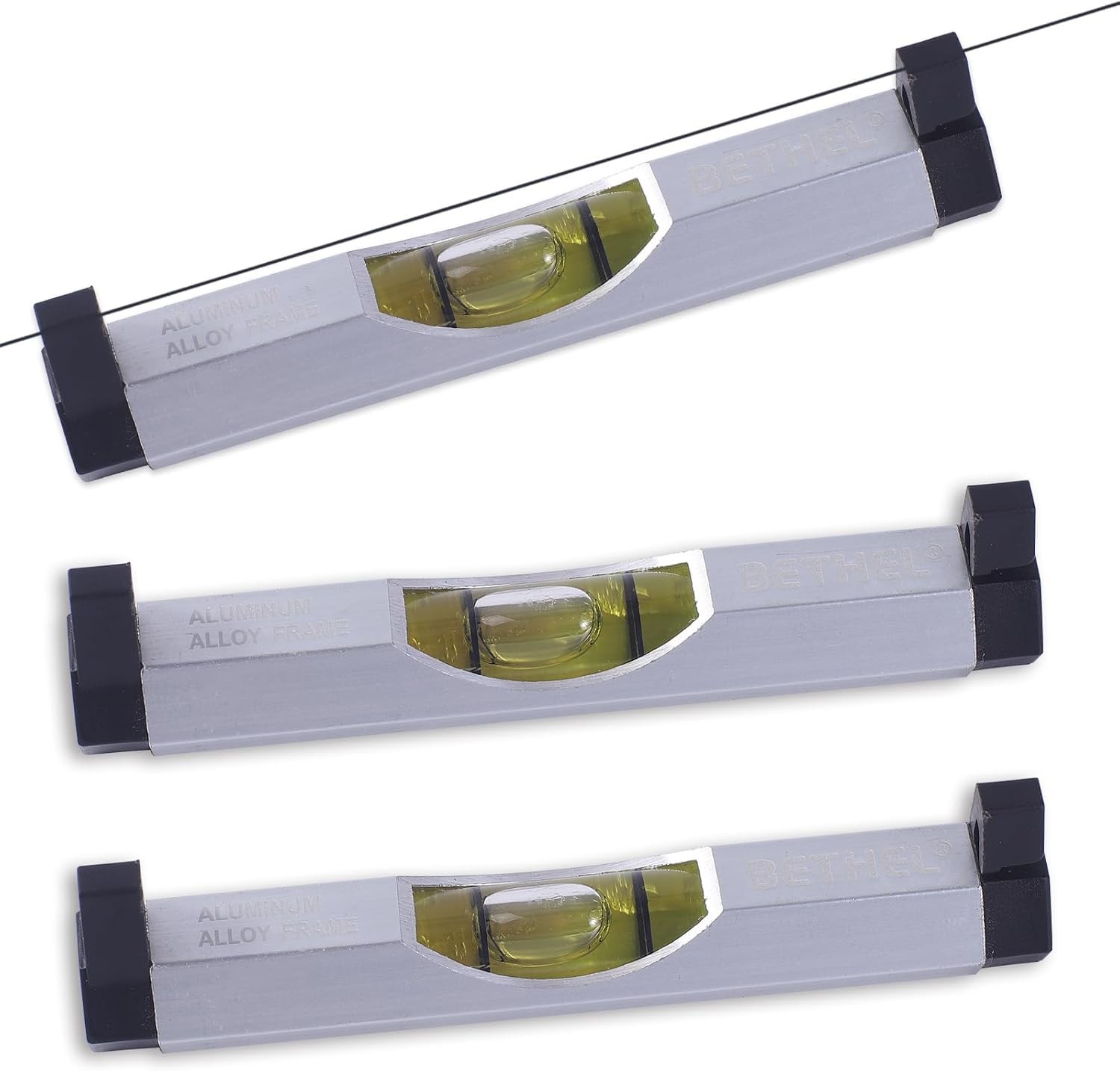 BETHEL Bubble Line Level String Tool 3 Pack Aluminum Mini Leveler DIY Camping