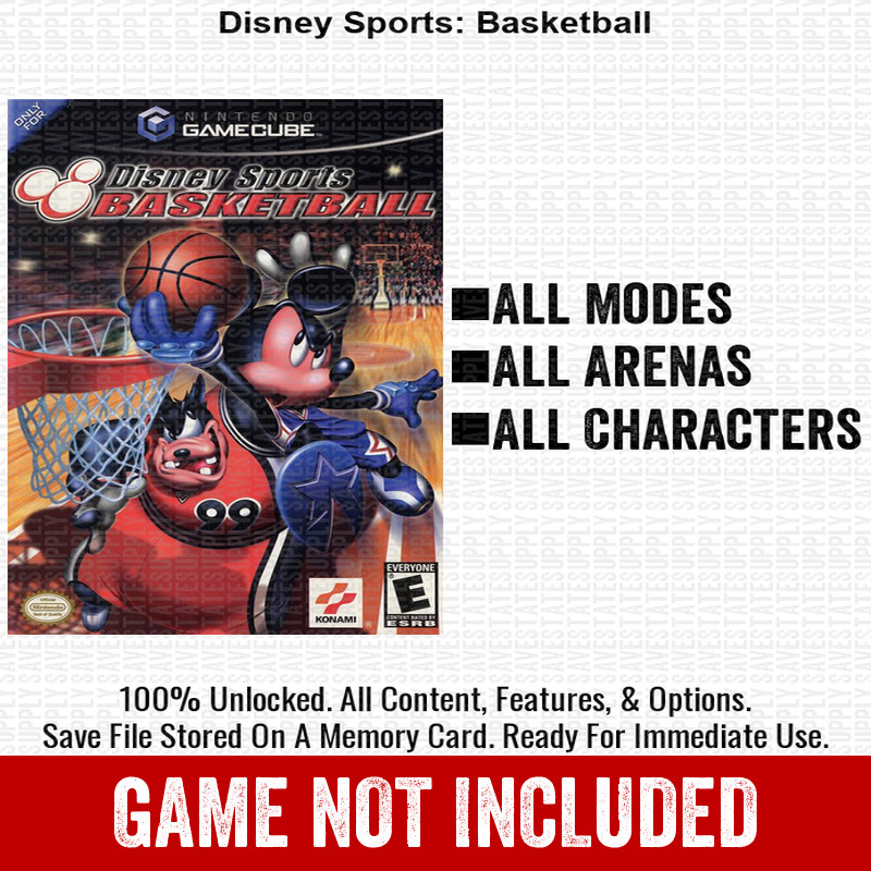 Disney Sports Basketball 100% Nintendo GameCube Memory Card Save CHEATS
