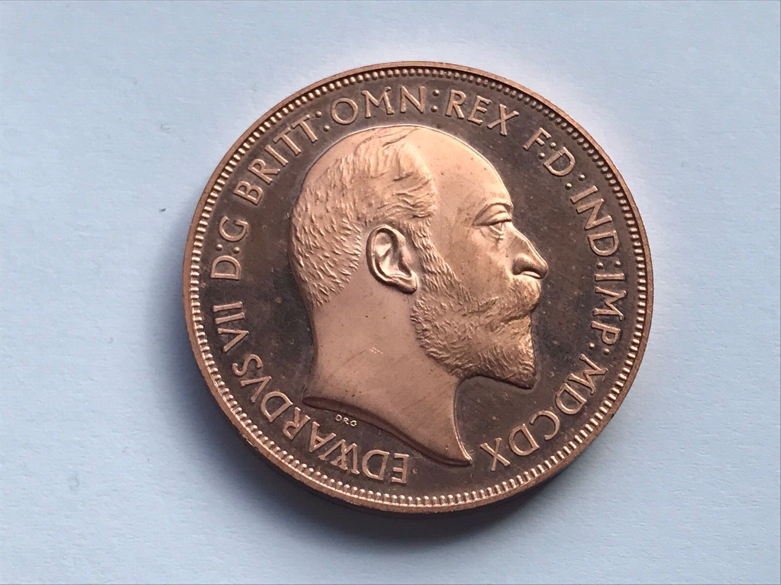 1910 EDWARD VII COPPER PROOF RETRO FANTASY PATTERN GEORGE & DRAGON