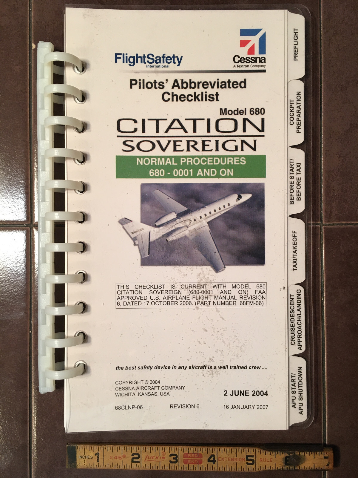 Cessna Citation Sovereign 680 Pilot's Normal Procedures Checklist