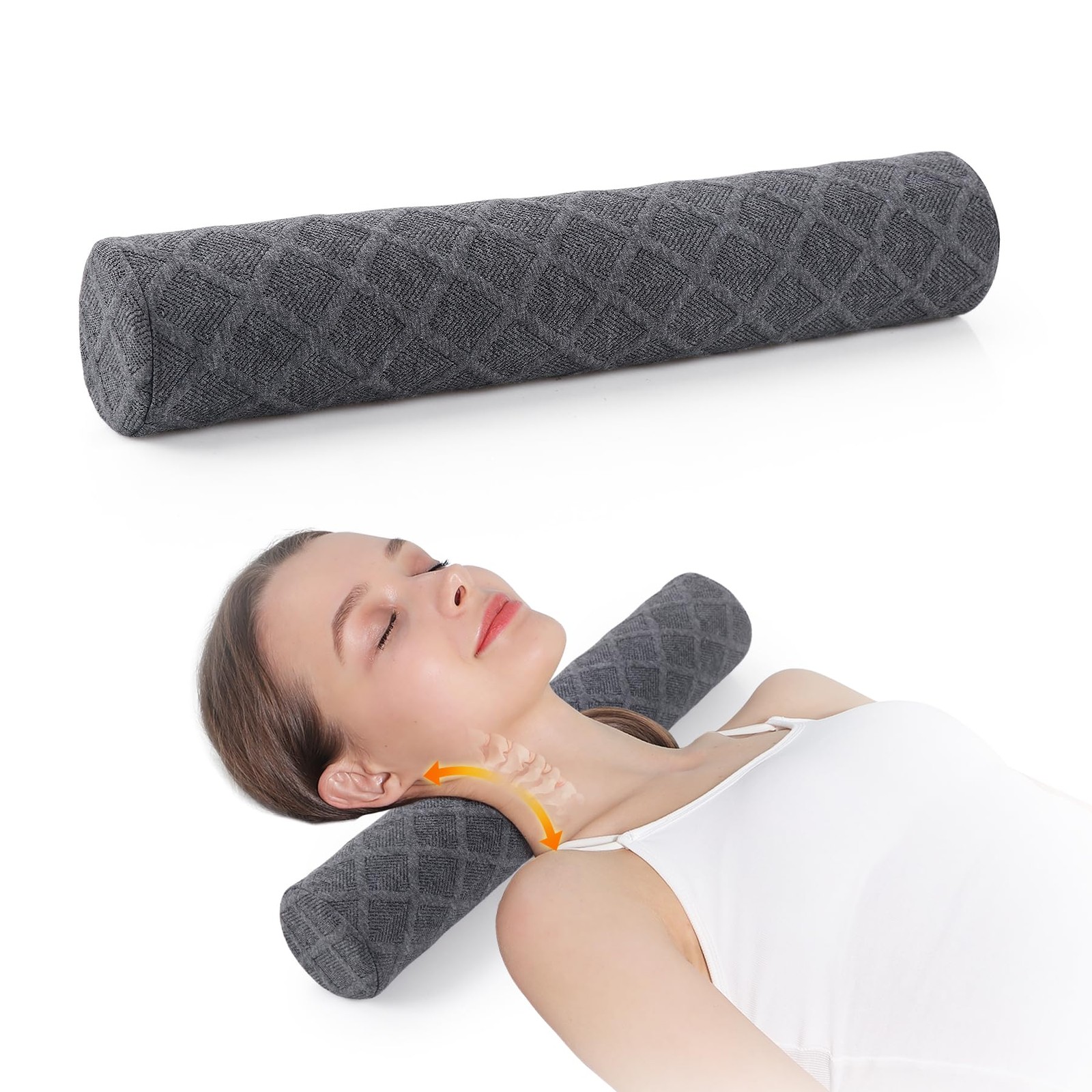 Cozyhealth 3.1" H Small Cervical Roll Pillow, Medium - H, Grey