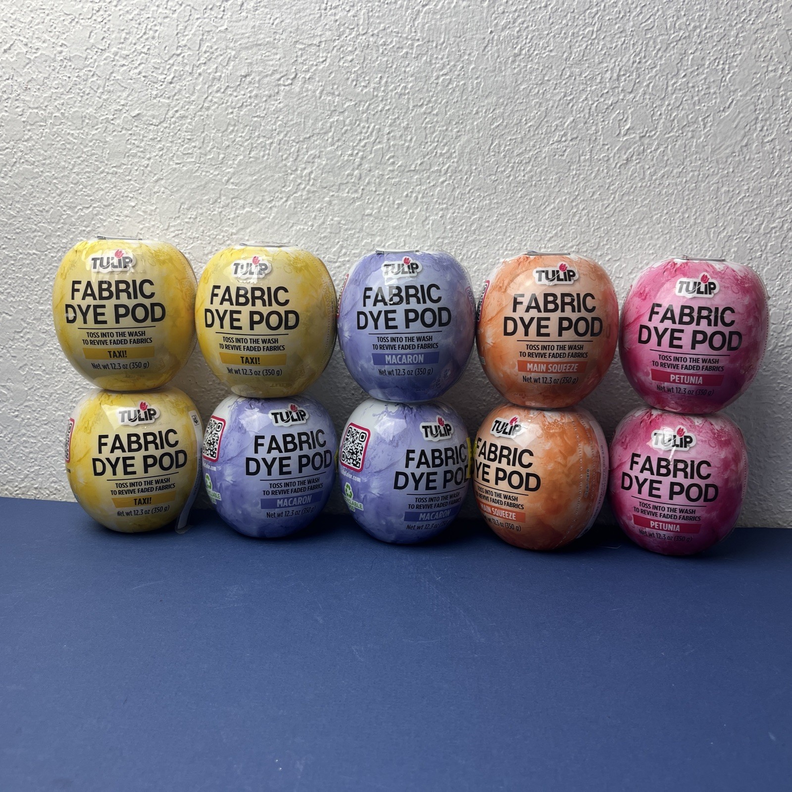 Lot Of 10 Tulip Fabric Dye Pods Permanent Yellow, Purple, Orange, Pink 12.3 oz