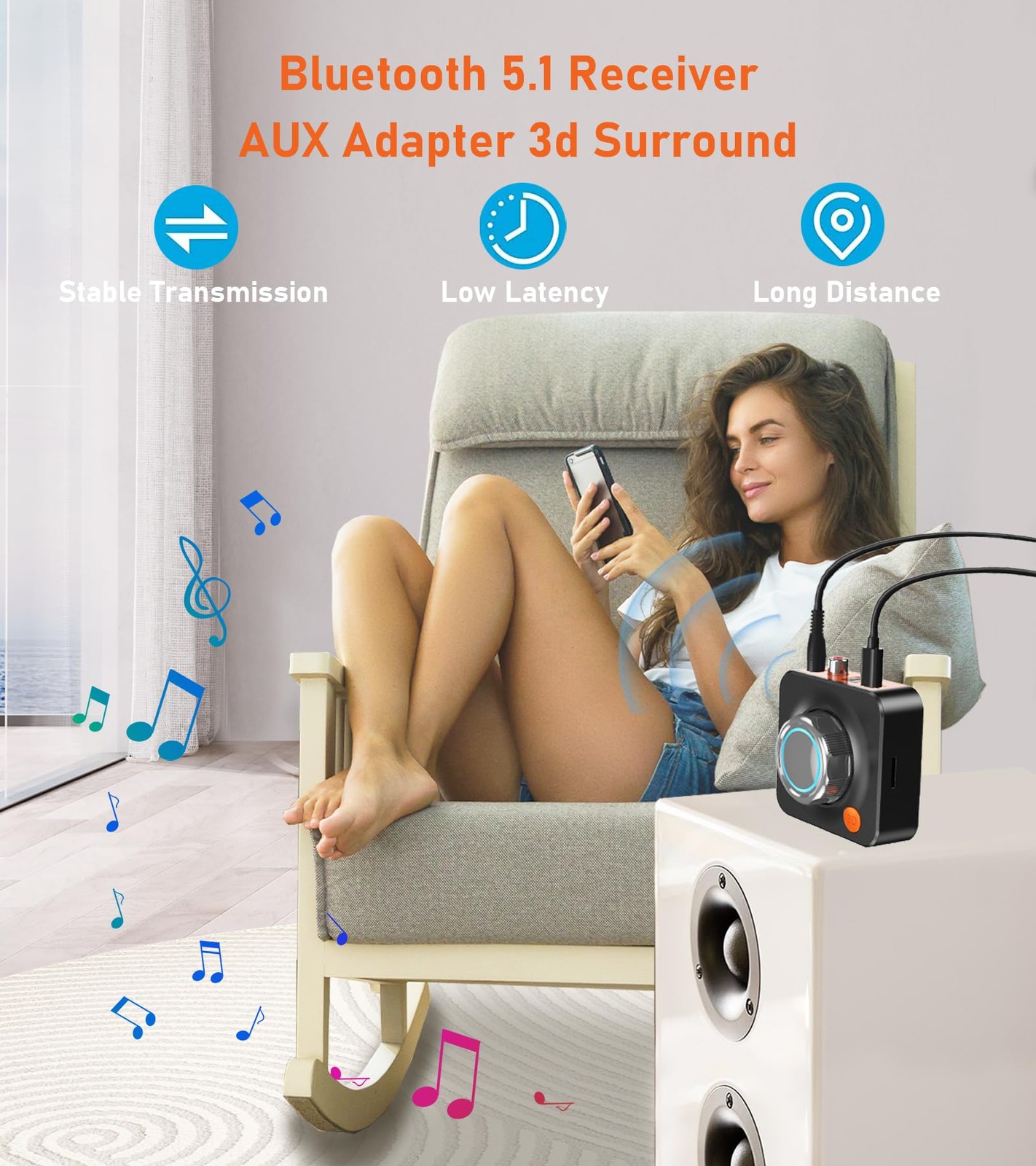 Bluetooth Receiver for Home Stereo, Bluetooth Adapter for Old Receiver with 3...